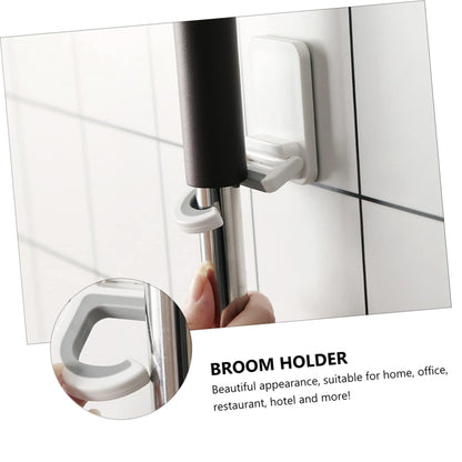 3pcs Punch Wall Mounted Mop Organizer Broom Hooks Space Saving Mop Holder for Home Kitchen Bathroom Adhesive Rack