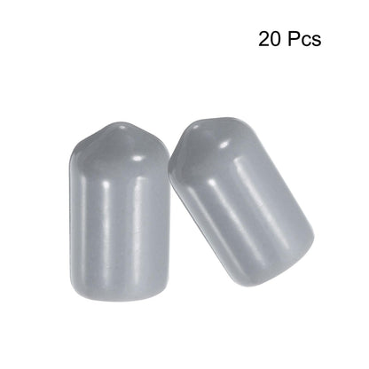 20pcs Rubber End Caps 9mm ID Vinyl PVC Round Tube Bolt Cap Cover Screw Thread Protectors Grey