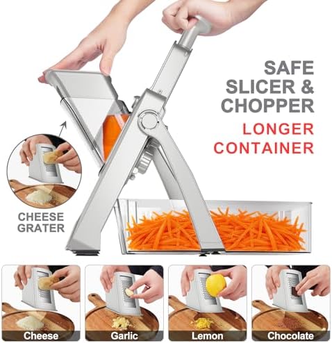 QYKIC Mandoline Slicer for Kitchen, Adjustable 0.1-8mm (S4 Sliver)