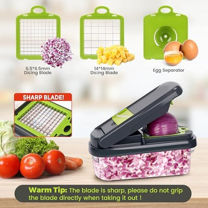 Yusshn Vegetable Chopper, 12-in-1 Food Veggie Chopper Cutter with Container
