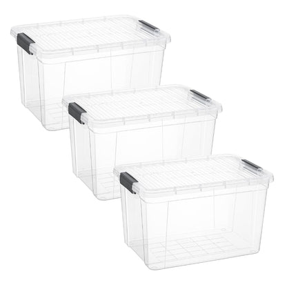 14.7 Quart Clear Plastic Storage Boxes with Lids (3 Count)