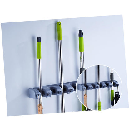 2pcs Multi purpose Wall Mounted Mop Organizer Positions and Hooks for Efficient Tool Storage for Bathroom Kitchen and Garage Use Easy Installation Sturdy Design Blue