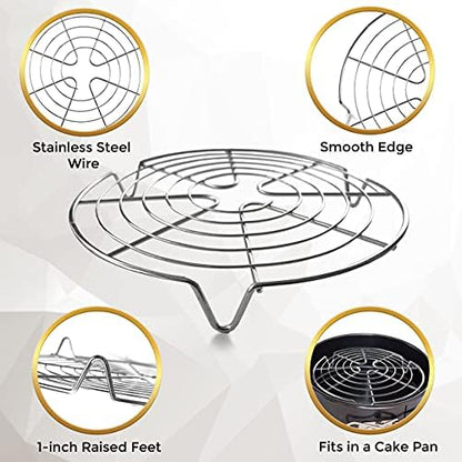 KITCHENATICS Round Cooling Rack Stainless Steel Steamer Rack Set of 3
