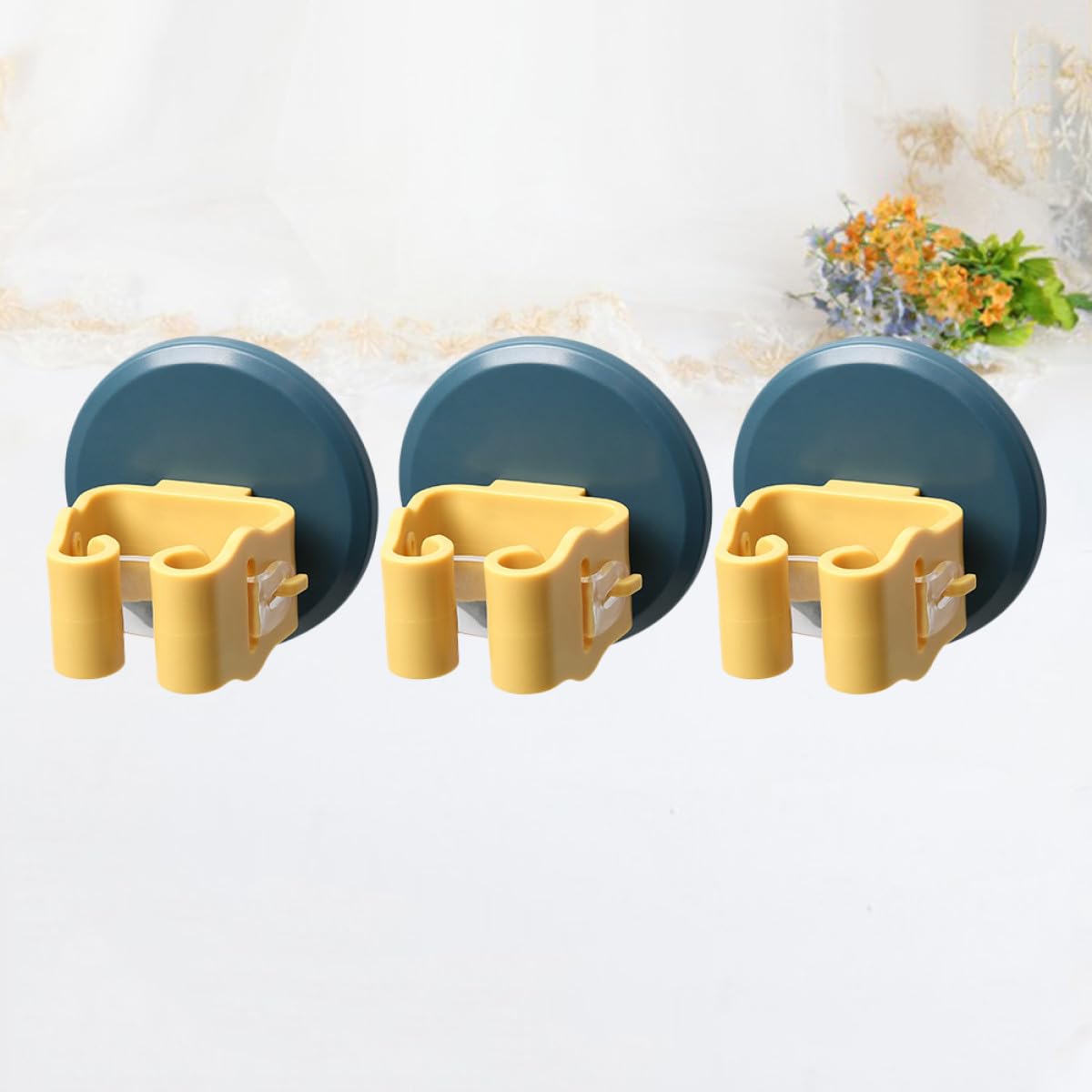 3pcs Wall mounted Suction Cup Mop Clamp and Broom Holder Set with Anti