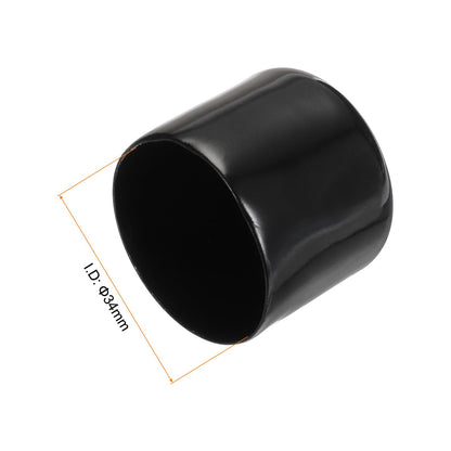 20pcs Rubber End Caps 34mm ID Vinyl PVC Round Tube Bolt Cap Cover Screw Thread Protectors Black