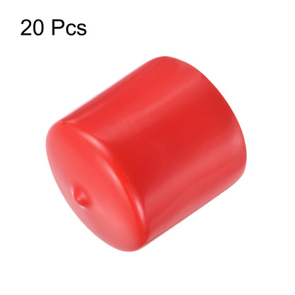 20pcs Rubber End Caps 43mm ID Vinyl Round Tube Bolt Cap Cover Thread Protectors Red