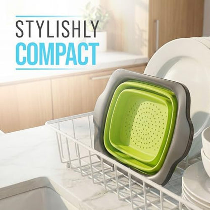 Comfify Green XL Collapsible Silicone Over Sink Colander – 6 Quart