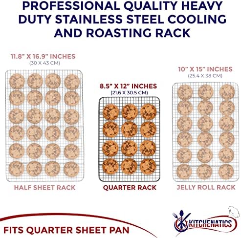 KITCHENATICS Quarter Sheet Cooling Rack Stainless Steel Oven Safe Set 2