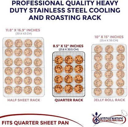 KITCHENATICS Quarter Sheet Cooling Rack Stainless Steel Oven Safe Set 2