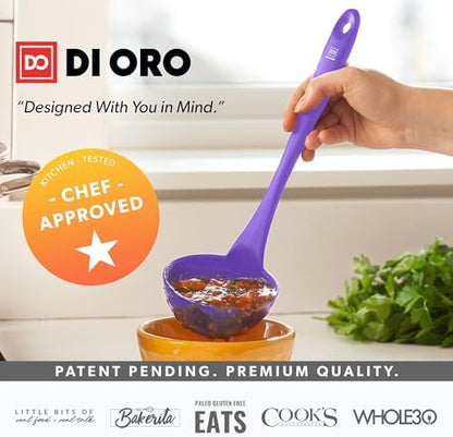 DI ORO Silicone Ladle - Soup & Serving, 600F Heat Resistant, Lavender