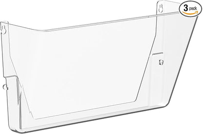 Gawerk Clear Acrylic Single Pocket, Plastic Hanging Wall Mount File Holder for Office Home (Clear, 1 Pack)