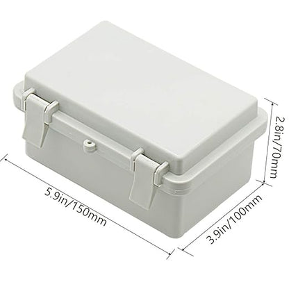 Zulkit IP65 Waterproof ABS Plastic Electrical Box - Hinged Shell, 2 Cable Glands, 5.9 x 3.9 x 2.8 inch