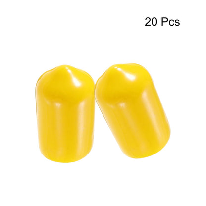 20pcs Rubber End Caps 9mm ID Vinyl PVC Round Tube Bolt Cap Cover Screw Thread Protectors Yellow