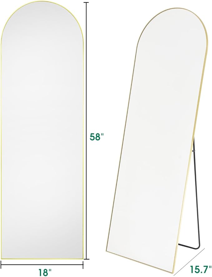 BEVERDY Arched Full Length Mirror - 18"58" Floor & Wall Mounted Mirror for Bedroom & Living Room, Gold
