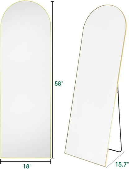 BEVERDY Arched Full Length Mirror - 18"58" Floor & Wall Mounted Mirror for Bedroom & Living Room, Gold