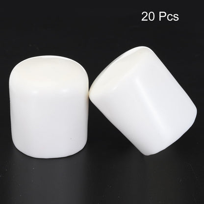 20pcs Rubber End Caps 38mm ID Vinyl Round Tube Bolt Cap Cover Screw Thread Protectors White