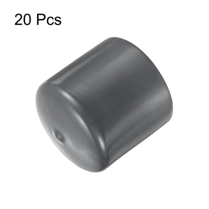 20pcs Rubber End Caps 45mm ID Vinyl Round Tube Bolt Cap Cover Thread Protectors Dark Grey