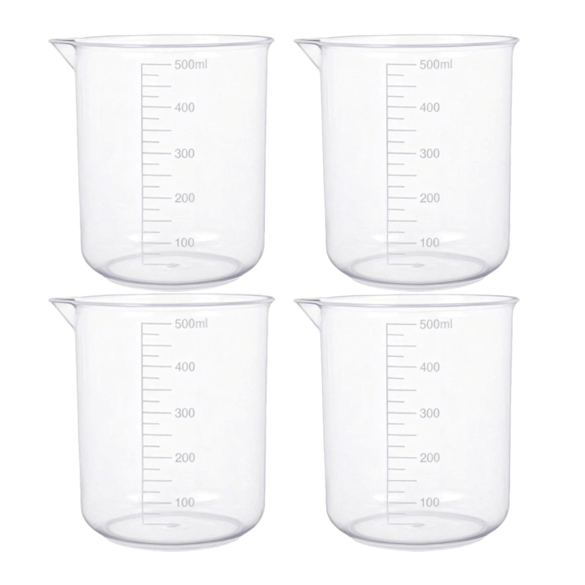 4PCS 500ml Plastic Lab Beakers