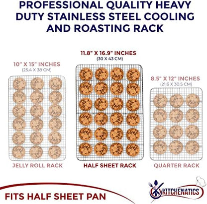 KITCHENATICS Half Sheet Cooling Rack Stainless Steel Oven Safe Set of 2