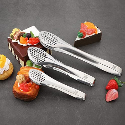 MSY BIGSUNNY Chef Kitchen Tongs Stainless Steel Food Serving Tongs Set Buffet tongs (silver 7" 9" & 11", 3 pack)