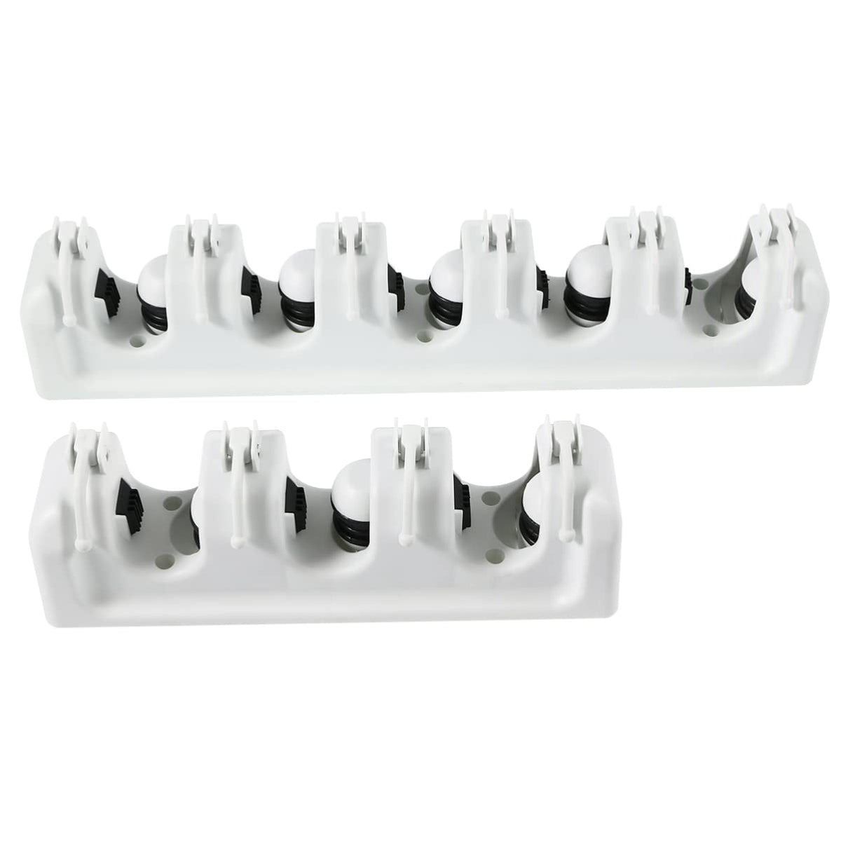 Mop and Broom Holder Wall Mounted Storage Rack Slots Hooks for Garage Garden Kitchen Organization Versatile Umbrella and Tool Storage Rack White