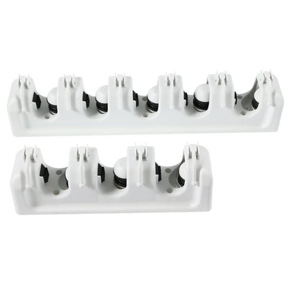 Mop and Broom Holder Wall Mounted Storage Rack Slots Hooks for Garage Garden Kitchen Organization Versatile Umbrella and Tool Storage Rack White