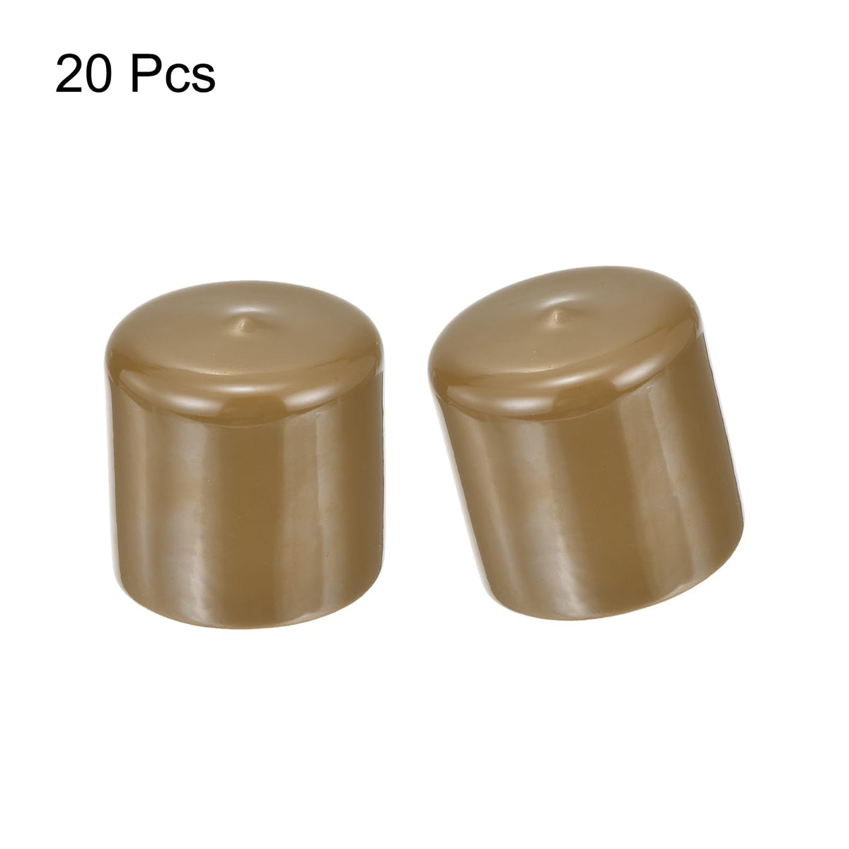 20pcs Rubber End Caps 43mm ID Vinyl PVC Round Tube Bolt Cap Cover Screw Thread Protectors Light Brown