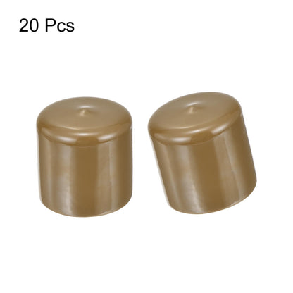 20pcs Rubber End Caps 43mm ID Vinyl PVC Round Tube Bolt Cap Cover Screw Thread Protectors Light Brown
