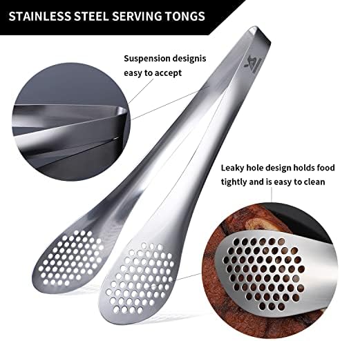 MSY BIGSUNNY Chef Kitchen Tongs Stainless Steel Food Serving Tongs Set Buffet tongs (silver 7" 9" & 11", 3 pack)