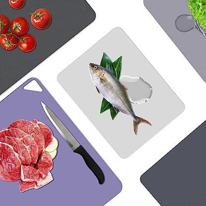 WK Flexible Plastic Cutting Boards for Kitchen Set of 10, Plastic Cutting Mats with Hole, Color Coded Cutting Board, Nonslip, BPA Free, Dishwasher Safe, Multi Size