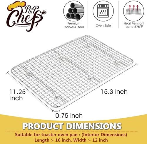 P&P CHEF 15.3 Inch Stainless Steel Cooling Baking Rack Set of 2