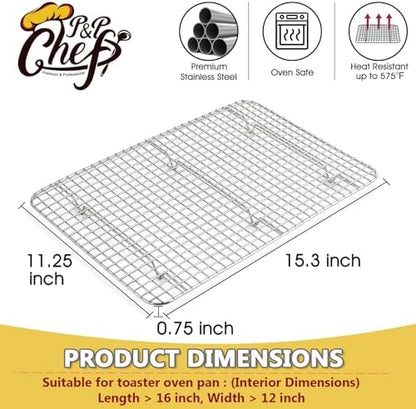 P&P CHEF 15.3 Inch Stainless Steel Cooling Baking Rack Set of 2