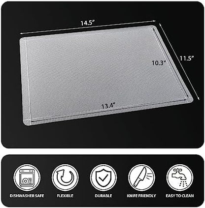 WK Flexible Plastic Cutting Boards Mats with Lip, Foldable Cutting Board for Kitchen Set of 3, Clear Cutting Boards, Nonslip Cutting Mats Sheets, BPA Free, Dishwasher Safe