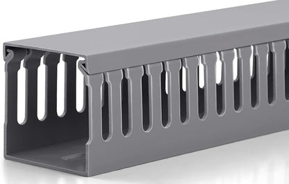 ZhiYo 2x2in Server Rack Cable Management Raceway, Cable Duct Kit, Electrically Safe PVC for Network Wire Management, Open Slot Cord Hider for Computer Under Desk, Grey