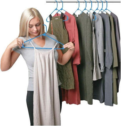 Sharpty Plastic Hangers Clothes Hangers for Clothing, Closet, Coats & Shirts - Durable & Space Saving - for Everyday Standard Use, Room Essentials & Basics - 60 Pack - Blue