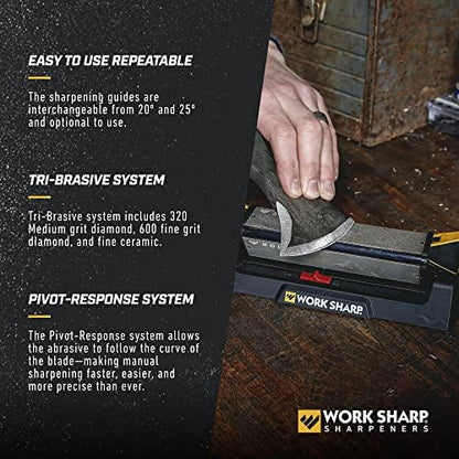 Work Sharp Benchstone Knife Sharpener, 3 sided for faster manual pocket or hunting knife sharpening