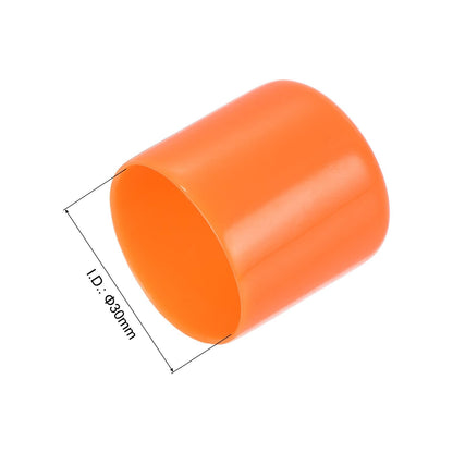 20pcs Rubber End Caps 30mm ID Vinyl Round Tube Bolt Cap Cover Screw Thread Protectors Orange