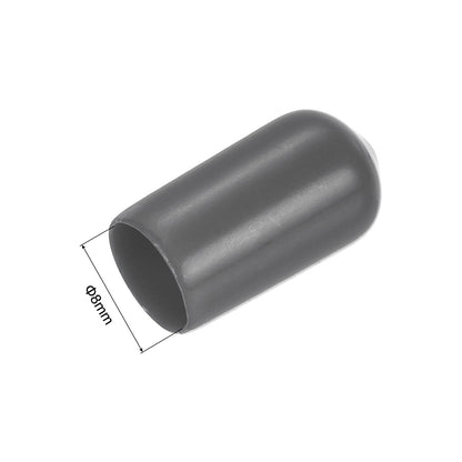 20pcs Rubber End Caps 8mm ID Vinyl PVC Round Tube Bolt Cap Cover Screw Thread Protectors Dark Grey