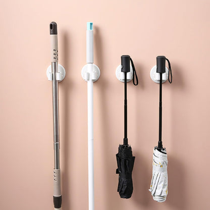 3pcs White Suction Cup Mop Broom Holder Wall Mounted Anti
