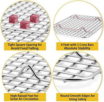 P&P CHEF 11.75 Inch Stainless Steel Cooling Baking Rack Set of 2