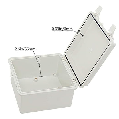 Zulkit 2pcs Junction Box ABS Plastic Dustproof Waterproof IP65 Electrical Boxes Hinged Shell Outdoor Universal Project Enclosure with 2 Cable Glands 5.9 x 5.9 x 3.5 inch (150x150x90 mm)