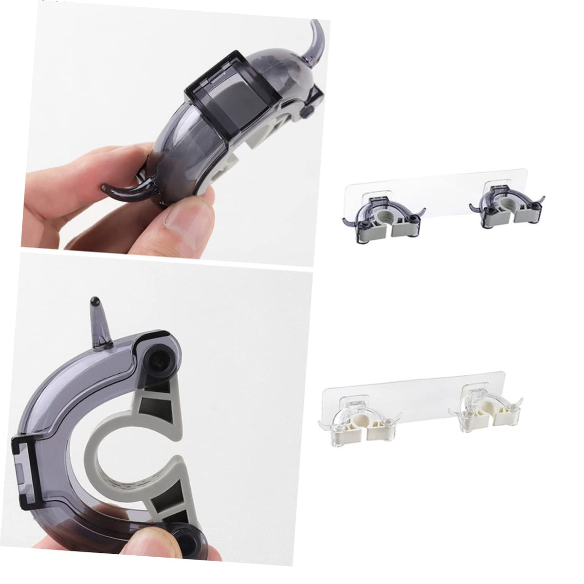 Plastic Mop Clip Double Buckles Broom Hanger Mop Hook Seamless Design Home Kitchen