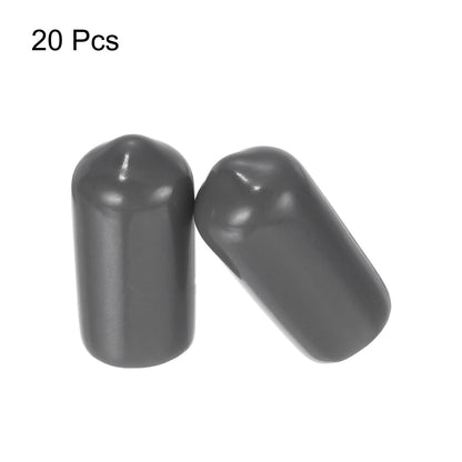 20pcs Rubber End Caps 8mm ID Vinyl PVC Round Tube Bolt Cap Cover Screw Thread Protectors Dark Grey