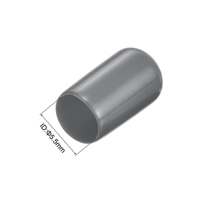 20pcs Rubber End Caps 5.5mm ID Vinyl Round Tube Bolt Cap Cover Thread Protectors Dark Grey
