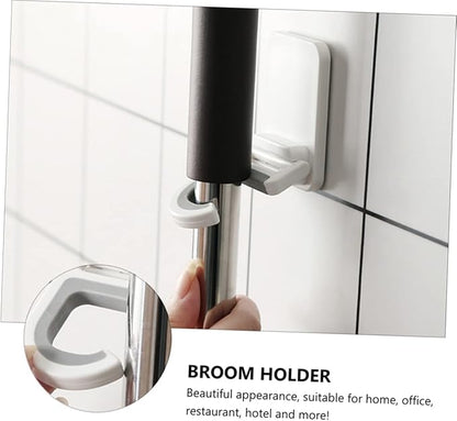 3pcs Punch Mop Holder Clips Multifunctional Mop Hanger Wall Mount Broom Organizer Hooks Strong for Home Office Restaurant
