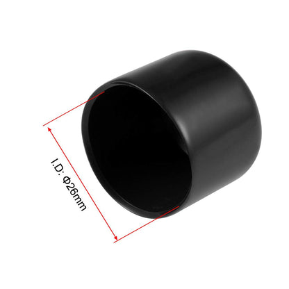 20pcs Rubber End Caps 26mm ID Vinyl Round Tube Bolt Cap Cover Thread Protectors Black (20 Count)