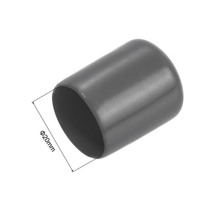20pcs Rubber End Caps 20mm ID Vinyl PVC Round Tube Bolt Cap Cover Screw Thread Protectors Dark Grey