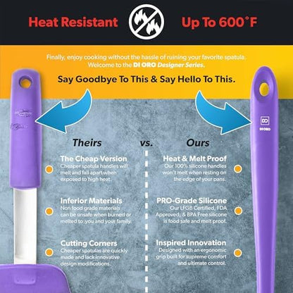 DI ORO Silicone Ladle - Soup & Serving, 600F Heat Resistant, Lavender