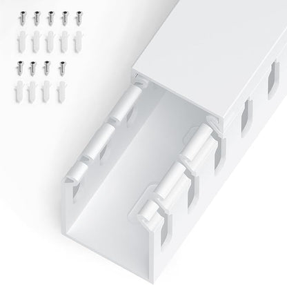 ZhiYo H1.6in W1.2in Professional Server Rack Cable Management Raceway, 6ft (2 x L3ft) Cable Raceway Kit, Electrically Safe PVC Open Slot Wire Raceway for Under Desk/Computer/Network Cords, White