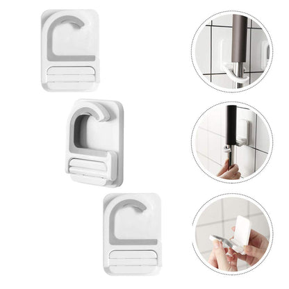 Punch Free Mop Hooks Adhesive Broom Holder Wall Mount 3 (3 Count)